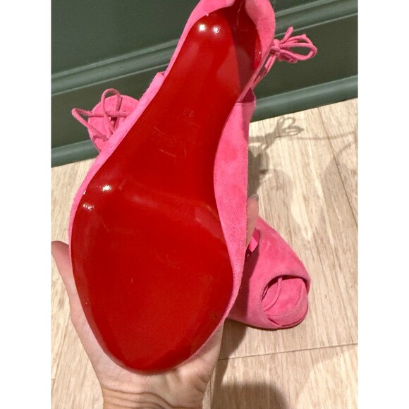 Christian Louboutin LACE UP 120 Suede Platform Heels Sandals Shoes 38 $995 - Picture 9 of 10